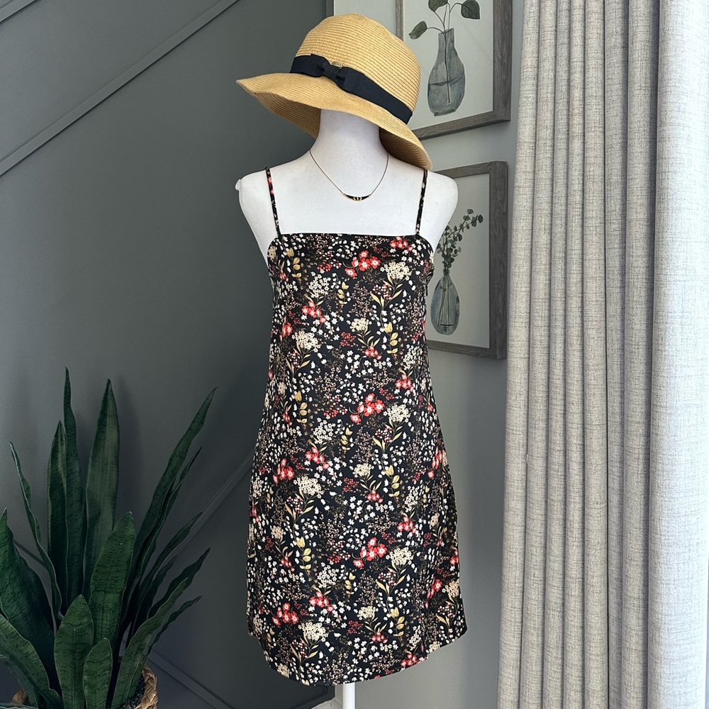 Forever 21 Black Whimsigoth Babydoll Floral Slip Mini Dress - Picture 1 of 5